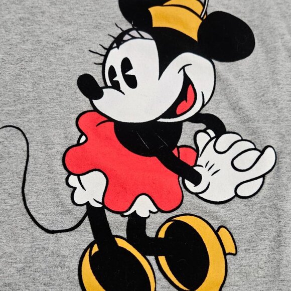 Disney Minnie Mouse Tee Shirt Heather Gray w/Minnie in Red Size M Cotton/Poly - Picture 2 of 11
